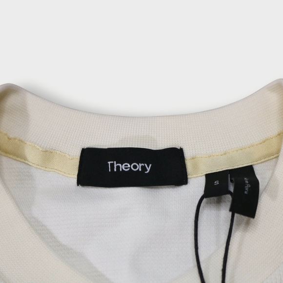 Theory Sweater Mens Size SM Thermal Ivory Henley Crewneck Pullover Pima Cotton - Picture 3 of 10